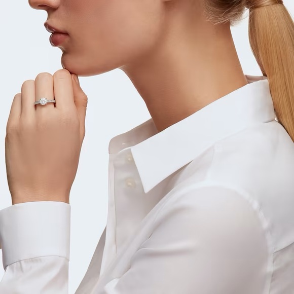 Swarovski’s Attract Ring, size 52. Round cut, Pavé, White, Rhodium plated. NIB - Picture 12 of 14